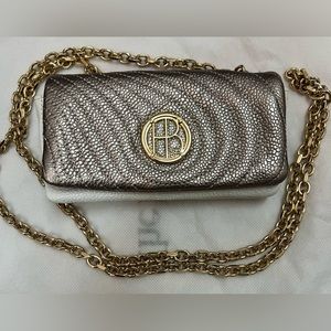 #134 Henry Bendel Gorgeous, evening, dinner, mini crossbody, gold chain Luxury.